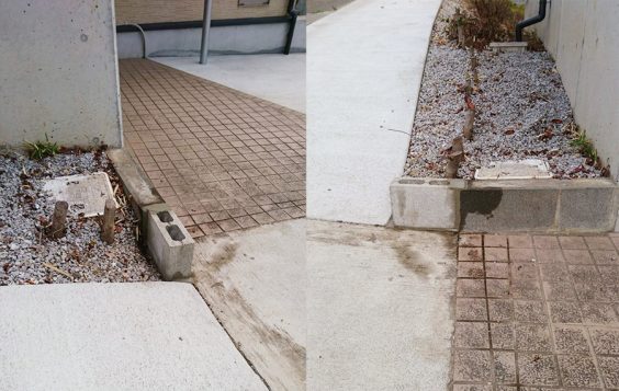 ブロックをモルタルで接着